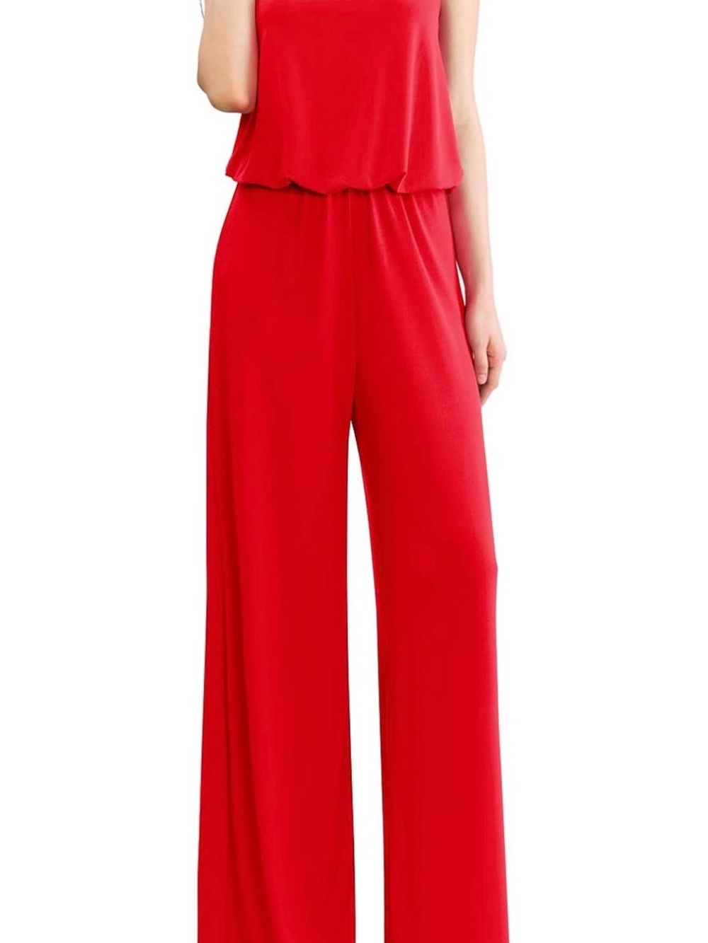 Urban Outfitters Red Sleeveless Wide-Leg Jumpsuit